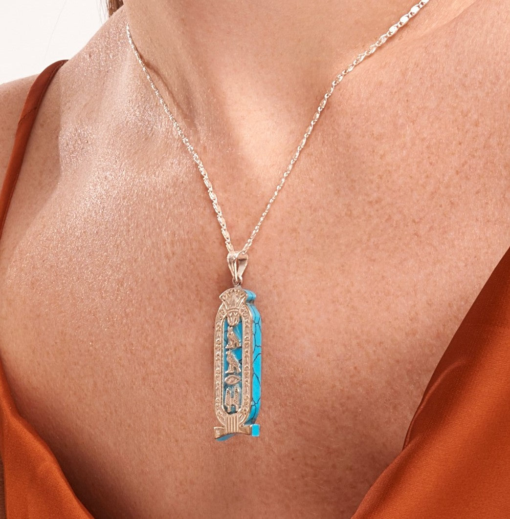 BLUE HIEROGLYPHICS NECKLACE