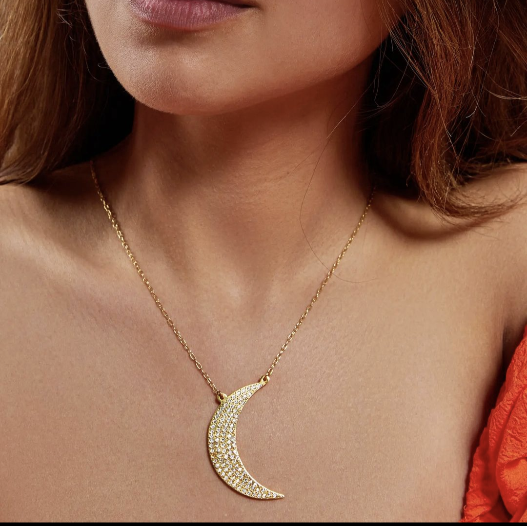 THE MOON NECKLACE WITH ZIRCON DOTS