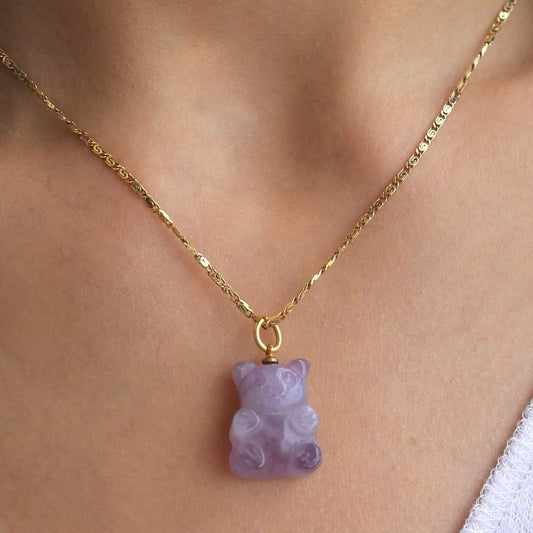 PURPLE TEDDY BEAR NECKLACE