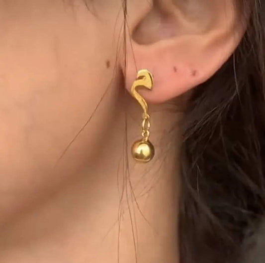 Golden Pearl Earrings With Letter