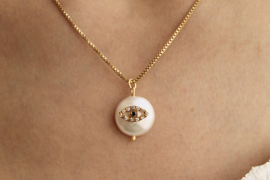 EVIL EYE SEASHELL NECKLACE