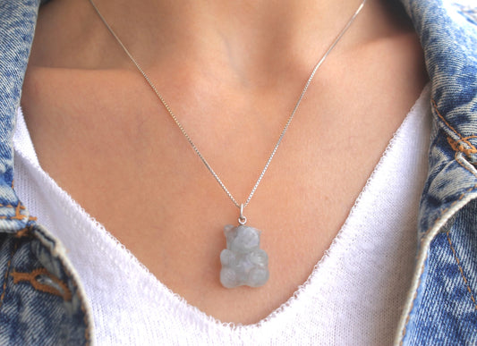 GREY TEDDY BEAR NECKLACE